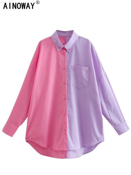women's blouses shirts women fashion candy color contrast loose asymmetry poplin blouses vintage long sleeve button-up female shirts bl, White
women's blouses shirts women fashion candy color contrast loose asymmetry poplin blouses vintage long sleeve button-up female shirts bl, White