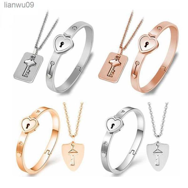 stainless steel love heart lock bracelets bangles key pendant necklace couples set accessories bracelets for women l230704, Black
stainless steel love heart lock bracelets bangles key pendant necklace couples set accessories bracelets for women l230704, Black