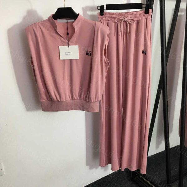 23ss women pants sets casual suit womens designer clothing letter drill with shoulder pad vest elastic high waist wide leg pants sets women, White
23ss women pants sets casual suit womens designer clothing letter drill with shoulder pad vest elastic high waist wide leg pants sets women, White