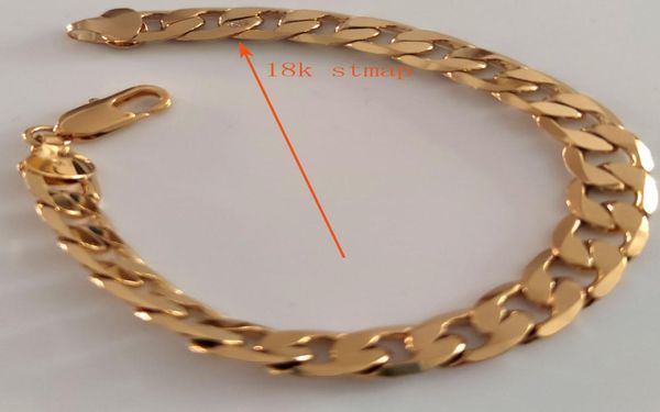 18ct yellow gold gf heavy miami curb cuban link chain mens bracelet solid genuine chunky jewellery 21cm9003269, Black
18ct yellow gold gf heavy miami curb cuban link chain mens bracelet solid genuine chunky jewellery 21cm9003269, Black