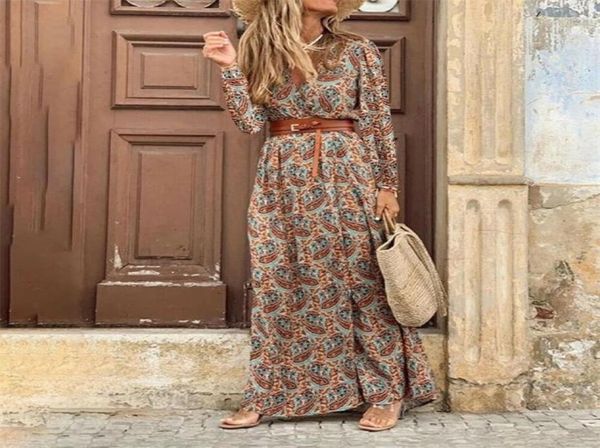 women autumn boho floral print maxi shirt dress eleagnt long sleeve v neck belt split beach long dress robe for holiday red l2514606, Black
women autumn boho floral print maxi shirt dress eleagnt long sleeve v neck belt split beach long dress robe for holiday red l2514606, Black