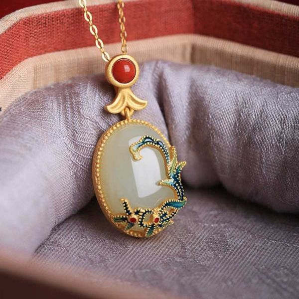 pendant necklaces vintage imitation hetian jade pendant necklace high-end imitation nanhong inlaid women's drop necklace mother's, Silver
pendant necklaces vintage imitation hetian jade pendant necklace high-end imitation nanhong inlaid women's drop necklace mother's, Silver