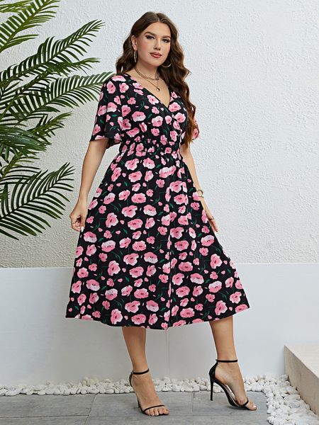 plus size dresses size floral print wrapped vneck women short sleeves aline bohemia robe casual lady vacation large clothing 230711, Black
plus size dresses size floral print wrapped vneck women short sleeves aline bohemia robe casual lady vacation large clothing 230711, Black