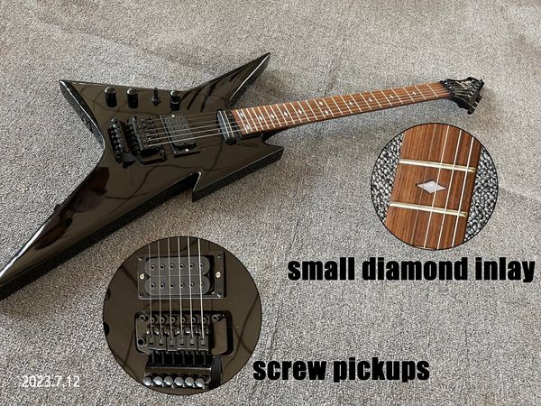 left hand solid black electric guitar 6 strings rosewood fingerboard small dianmond inlay black parts rock tremolo with arm scerws adjust pi
left hand solid black electric guitar 6 strings rosewood fingerboard small dianmond inlay black parts rock tremolo with arm scerws adjust pi