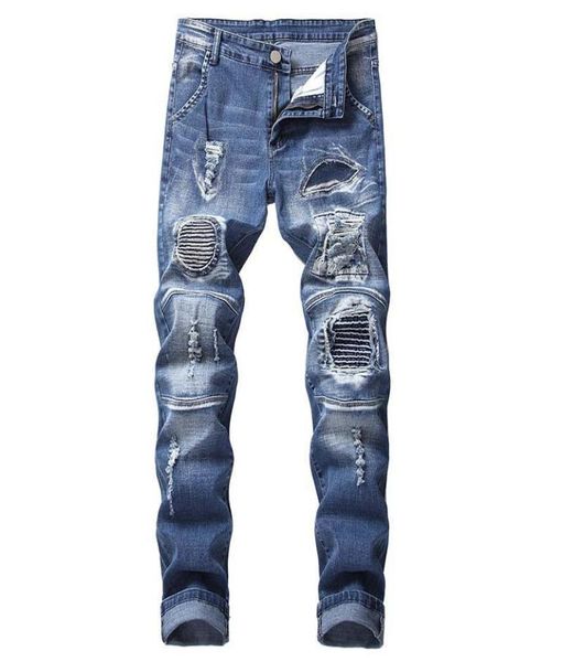 men biker jeans denim pants patchwork knee holes draped sratched panelled washed plus size 40 42 3397301, Blue
men biker jeans denim pants patchwork knee holes draped sratched panelled washed plus size 40 42 3397301, Blue
