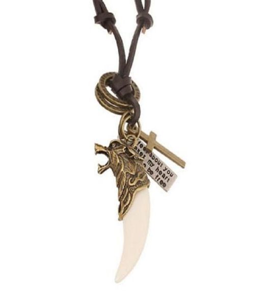 whole promotion men039s wolf head animal tooth necklace adjustable long leather chain cross pendants necklace punk jewelry2512318, Silver
whole promotion men039s wolf head animal tooth necklace adjustable long leather chain cross pendants necklace punk jewelry2512318, Silver