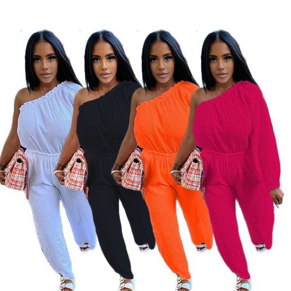 2023 new womens jumpsuits rompers one shoulder nightwear long sleeved casual loose clothing comfortable clubwear, Black;white
2023 new womens jumpsuits rompers one shoulder nightwear long sleeved casual loose clothing comfortable clubwear, Black;white