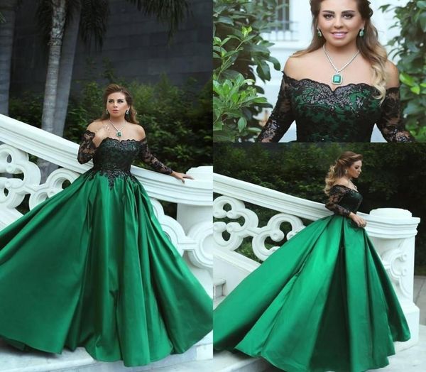 vintage emerald green black lace long sleeves prom party dresses off the shoulder a line middle east elegant evening gowns7636960
vintage emerald green black lace long sleeves prom party dresses off the shoulder a line middle east elegant evening gowns7636960