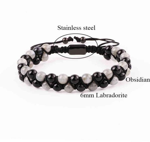 fashion gemstone bracelet natural 6mm labradorite black agate beads handmade cord braided macrame bracelet men women9877180, Golden;silver 
fashion gemstone bracelet natural 6mm labradorite black agate beads handmade cord braided macrame bracelet men women9877180, Golden;silver