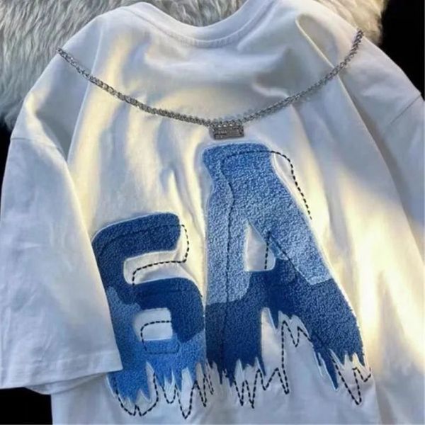 women's tshirt y2k vintage clothe american retro flocking letter chain short sleeve men and women high street loose casual joker 230711, White
women's tshirt y2k vintage clothe american retro flocking letter chain short sleeve men and women high street loose casual joker 230711, White