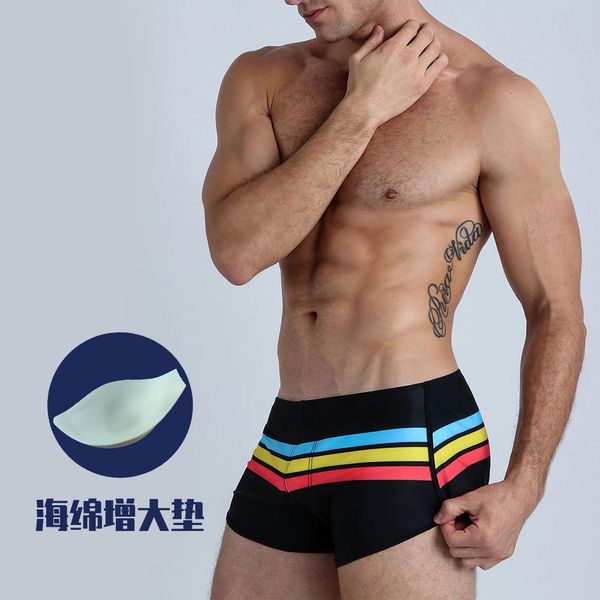 men's swimwear fashion sports swimming trunks striped color matching shorts with push pad european and american 230711
men's swimwear fashion sports swimming trunks striped color matching shorts with push pad european and american 230711
