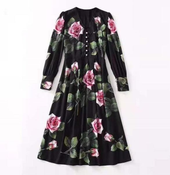 european and american women039s clothing 2021 new style for spring long sleeved vneck rose print fashion dress6900145, Black;gray
european and american women039s clothing 2021 new style for spring long sleeved vneck rose print fashion dress6900145, Black;gray