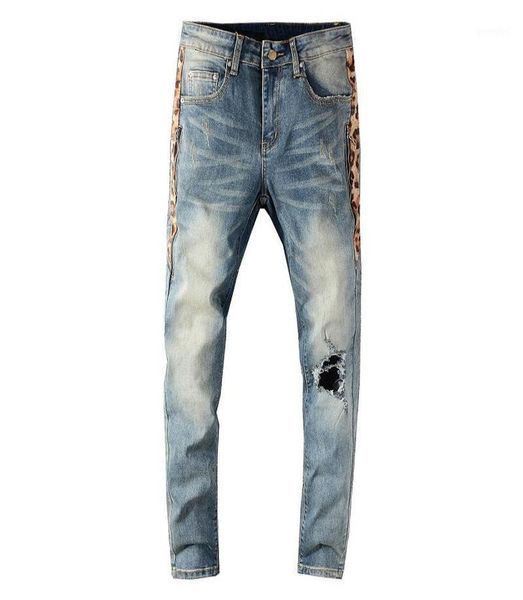 men039s jeans men streetwear skinny men039s side leopard print patchwork holes ripped slim stretch denim pants12569459, Blue
men039s jeans men streetwear skinny men039s side leopard print patchwork holes ripped slim stretch denim pants12569459, Blue