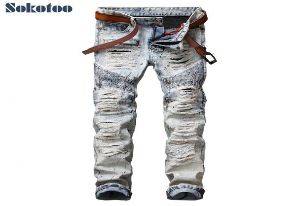 sokotoo men039s casual painted holes ripped biker jeans for moto vintage light blue slim straight denim pants long trousers5252747
sokotoo men039s casual painted holes ripped biker jeans for moto vintage light blue slim straight denim pants long trousers5252747
