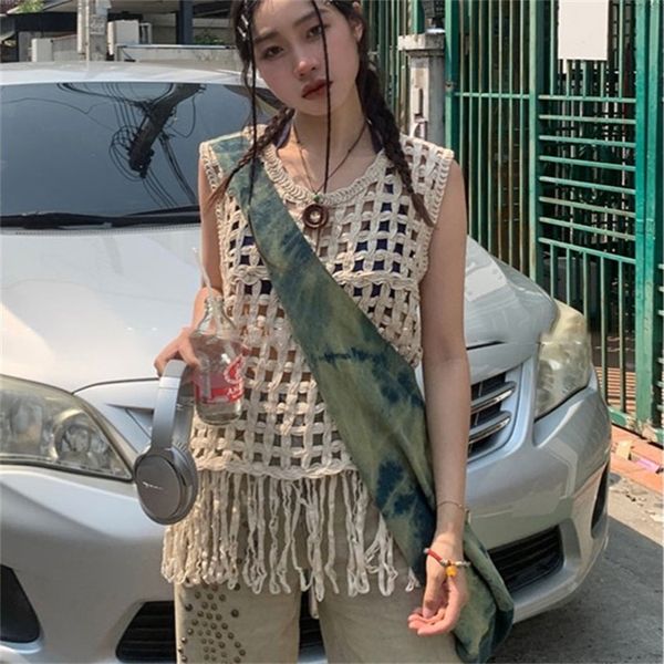 women's tanks camis korean knitted smoke pulled women's summer vintage o-neck hollow design tassel tank y2k street style clothing, White
women's tanks camis korean knitted smoke pulled women's summer vintage o-neck hollow design tassel tank y2k street style clothing, White
