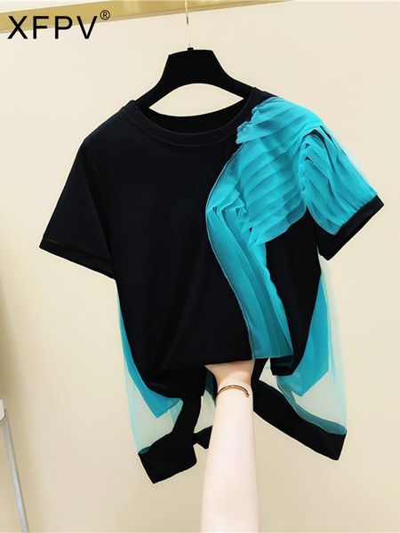 women's t-shirt xfpv women's design panel mesh pleated panel work y2k t-shirt round neck short sleeve sweet korean summer sm2770 2, White
women's t-shirt xfpv women's design panel mesh pleated panel work y2k t-shirt round neck short sleeve sweet korean summer sm2770 2, White
