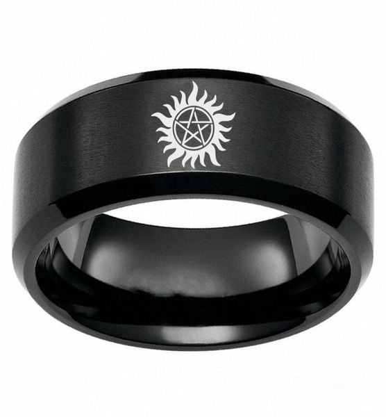 8mm supernatural logo stainless steel black ring men039s band jewelry size 6132007358, Silver
8mm supernatural logo stainless steel black ring men039s band jewelry size 6132007358, Silver