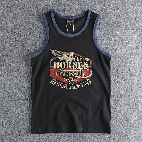 men' tank summer american retro sleeveless oneck letter printed tshirt fashion 100 cotton washed old casual sports vest 230711, White;black
men' tank summer american retro sleeveless oneck letter printed tshirt fashion 100 cotton washed old casual sports vest 230711, White;black