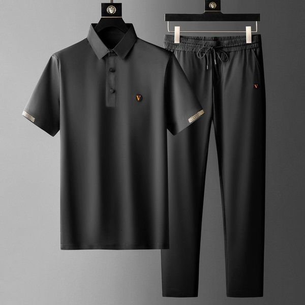 men's tracksuits black summer sets dark blue thin quickdrying suit casual polo shirt elastic loose trousers fashion 2 piece set 230711, Gray
men's tracksuits black summer sets dark blue thin quickdrying suit casual polo shirt elastic loose trousers fashion 2 piece set 230711, Gray
