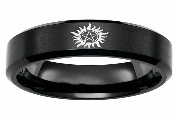 8mm supernatural logo stainless steel black ring men039s band jewelry size 6134885319, Silver
8mm supernatural logo stainless steel black ring men039s band jewelry size 6134885319, Silver