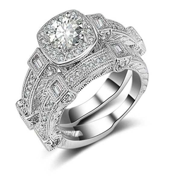 2 pieces ring set 4prong settings 18k white gold filled couple rings womens mens jewelry wedding bridal accessories size 67893324256, Silver
2 pieces ring set 4prong settings 18k white gold filled couple rings womens mens jewelry wedding bridal accessories size 67893324256, Silver