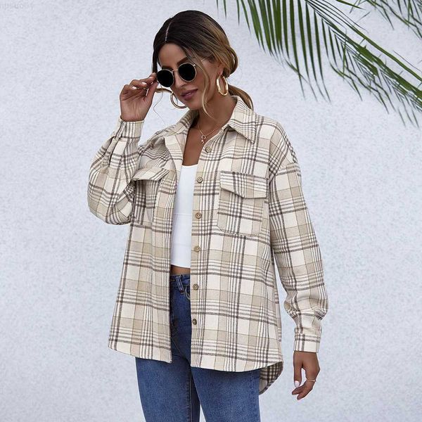 women's blouses shirts winter casual women thick plaid t shirt long sleeve turn-down collar pocket fashion loose black button t shirts, White
women's blouses shirts winter casual women thick plaid t shirt long sleeve turn-down collar pocket fashion loose black button t shirts, White