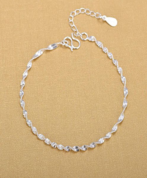 925 sterling silver fashion simple elegant ed link chain bracelets jewelry for woman wave anklet gifts1126817, Black
925 sterling silver fashion simple elegant ed link chain bracelets jewelry for woman wave anklet gifts1126817, Black