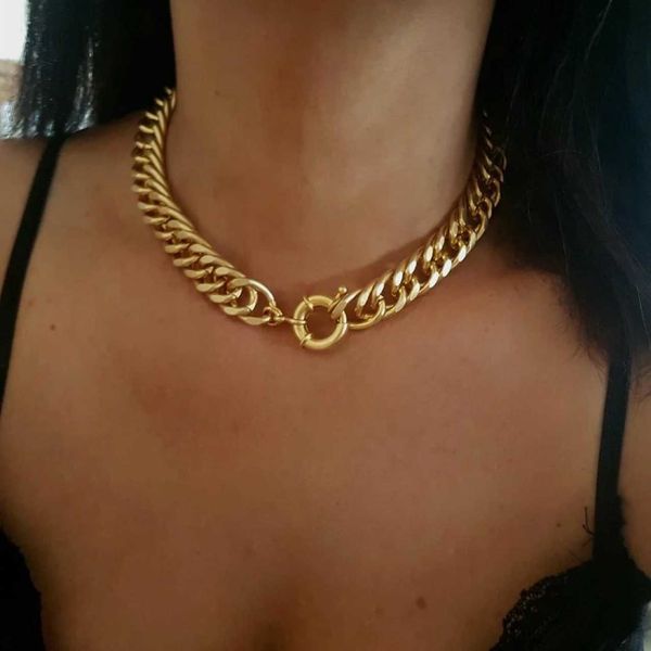 pendant necklaces stainless steel punk miami cuban choker necklace girl tarnish hip hop big chunky aluminum gold color thick chain necklace, Silver
pendant necklaces stainless steel punk miami cuban choker necklace girl tarnish hip hop big chunky aluminum gold color thick chain necklace, Silver