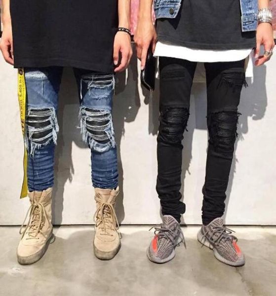 men039s jeans high street ripped skinny men black stretch patch leather denim trousers blue slim pencil pants men39s4320943
men039s jeans high street ripped skinny men black stretch patch leather denim trousers blue slim pencil pants men39s4320943