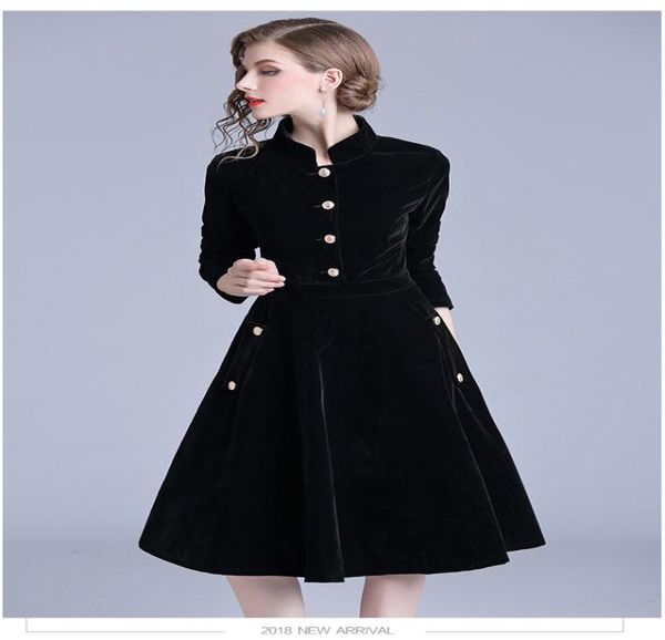2018 new black vintage dress women elegant slim long sleeved velvet party dress ol office wear autumn winter long robe vestidos8058714, White;black
2018 new black vintage dress women elegant slim long sleeved velvet party dress ol office wear autumn winter long robe vestidos8058714, White;black