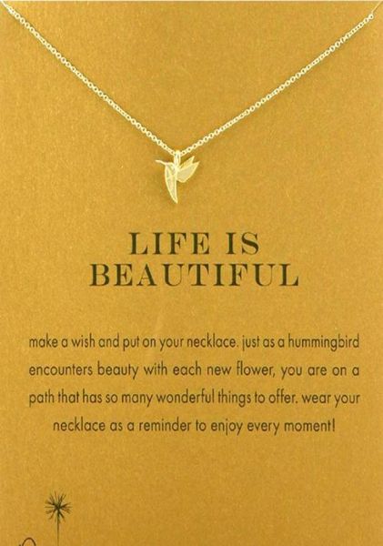 with card cute dogeared necklace with hummingbird life is beauiful silver and gold color no fade and 480432
with card cute dogeared necklace with hummingbird life is beauiful silver and gold color no fade and 480432
