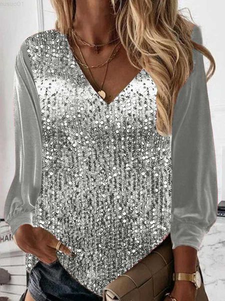 women's blouses shirts new shiny sequin patchwork office loose blouse autumn high street long sleeve solid women shirt casual v-neck la, White
women's blouses shirts new shiny sequin patchwork office loose blouse autumn high street long sleeve solid women shirt casual v-neck la, White