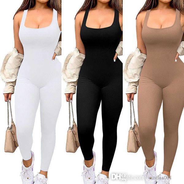 women's solid color sleeveless vest jumpsuit with threaded square neck open back buttocks and slim fitting sports rompers, Black;white
women's solid color sleeveless vest jumpsuit with threaded square neck open back buttocks and slim fitting sports rompers, Black;white