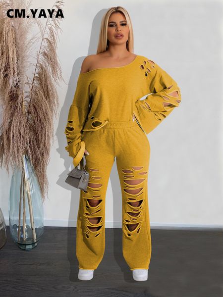 women's two piece pants cm.yaya street women's cut long sleeve t-shirt and hollow wide leg trouser set fashion double 2-piece set, White
women's two piece pants cm.yaya street women's cut long sleeve t-shirt and hollow wide leg trouser set fashion double 2-piece set, White