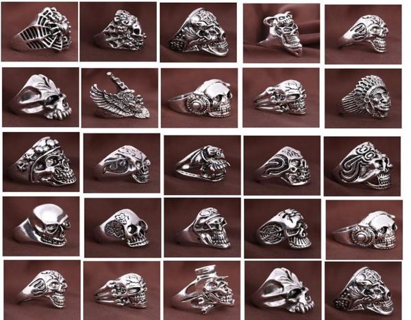 brand new 100pcs mixed different styles men039s large sizes skull skeleton punk metal alloy jewelry rings whole lot2031468, Silver 
brand new 100pcs mixed different styles men039s large sizes skull skeleton punk metal alloy jewelry rings whole lot2031468, Silver