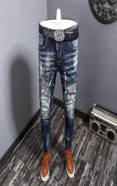 fashion streetwear men jeans spliced slim fit ripped biker jeans homme paint designer elastic hip hop long pants5194688, Blue
fashion streetwear men jeans spliced slim fit ripped biker jeans homme paint designer elastic hip hop long pants5194688, Blue