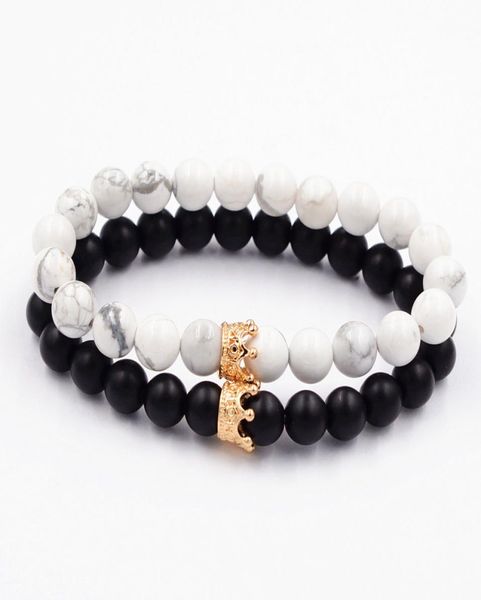 2pcsset couple bracelets for lovers crown queen charm stone beads bracelets for women and men jewellery gift2021486, Golden;silver
2pcsset couple bracelets for lovers crown queen charm stone beads bracelets for women and men jewellery gift2021486, Golden;silver