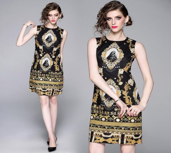 new 2020 summer runway floral baroque printed round crew neck sleeveless women ladies casual luxury aline mini vest shift dr1402714, Black;gray
new 2020 summer runway floral baroque printed round crew neck sleeveless women ladies casual luxury aline mini vest shift dr1402714, Black;gray