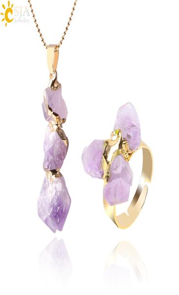 csja natural yellow purple quartz crystal jewelry set irregular amethyst citrine stone bead pendant statement necklace and finger 8989667, Silver
csja natural yellow purple quartz crystal jewelry set irregular amethyst citrine stone bead pendant statement necklace and finger 8989667, Silver