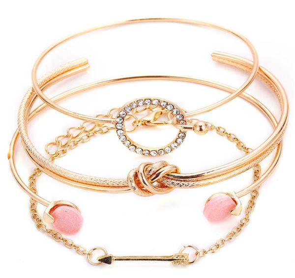 4 pcs set classic arrow knot bracelets round crystal gem multilayer adjustable open bracelet set for women fashion party jewelry 9689525, Golden;silver
4 pcs set classic arrow knot bracelets round crystal gem multilayer adjustable open bracelet set for women fashion party jewelry 9689525, Golden;silver