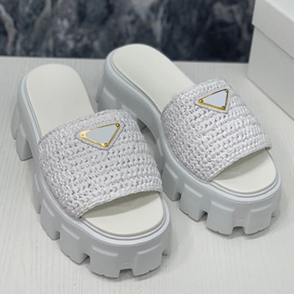 slippers womens designer sandals woven sandals raffia effect yarn lafite grass enamel metal triangle thick sole tire bottom beach holiday sl, Black
slippers womens designer sandals woven sandals raffia effect yarn lafite grass enamel metal triangle thick sole tire bottom beach holiday sl, Black