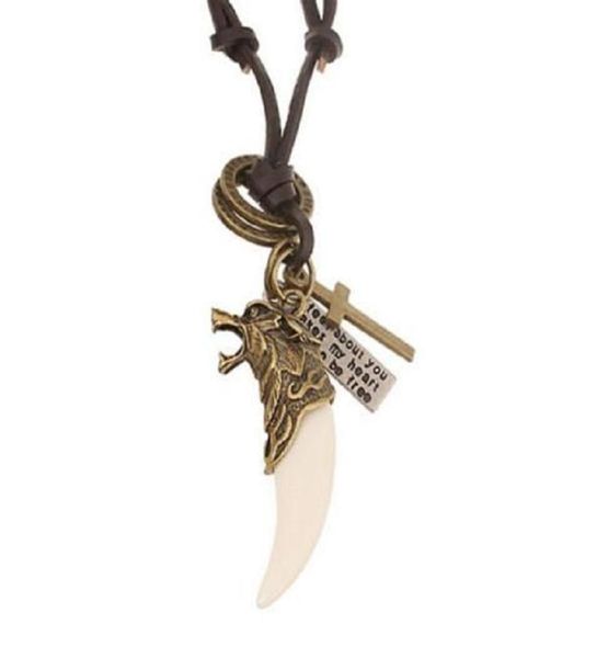 whole promotion men039s wolf head animal tooth necklace adjustable long leather chain cross pendants necklace punk jewelry8024213, Silver
whole promotion men039s wolf head animal tooth necklace adjustable long leather chain cross pendants necklace punk jewelry8024213, Silver