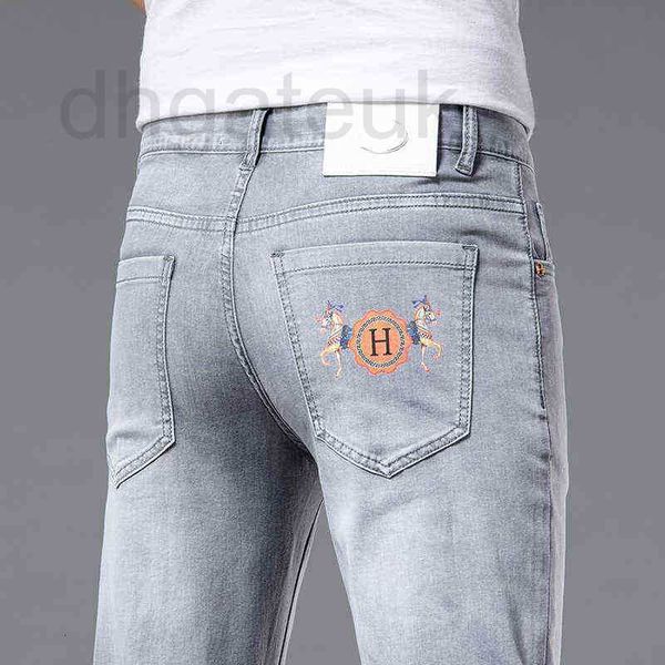 men's jeans designer spring summer thin fashion brand embroidery printing slim fit elastic casual light color small foot long pants 64u, Blue
men's jeans designer spring summer thin fashion brand embroidery printing slim fit elastic casual light color small foot long pants 64u, Blue