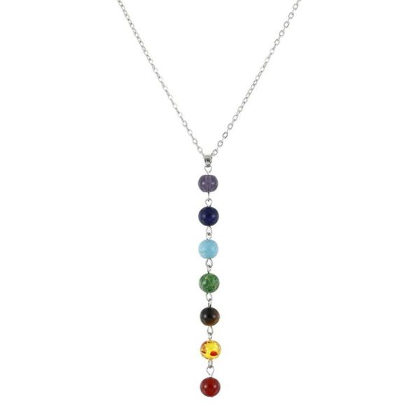 simple style 7 chakra multicolor natural stone beads pendant necklace long chain for women sliver color charm collier collares yog4130526, Silver
simple style 7 chakra multicolor natural stone beads pendant necklace long chain for women sliver color charm collier collares yog4130526, Silver