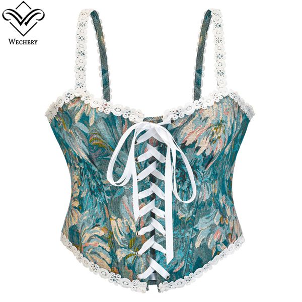 women's short lace-up overbust corset crop fashion embroidery strappy camisole tank top, Black;white
women's short lace-up overbust corset crop fashion embroidery strappy camisole tank top, Black;white