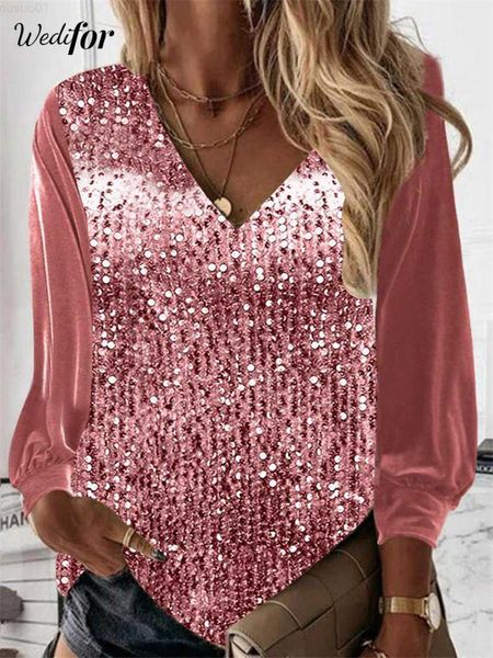 women's blouses shirts wedifor 2023 fashion sequins women long sleeve v neck casual loose ladies blouse shirts green patchwork glitter, White
women's blouses shirts wedifor 2023 fashion sequins women long sleeve v neck casual loose ladies blouse shirts green patchwork glitter, White