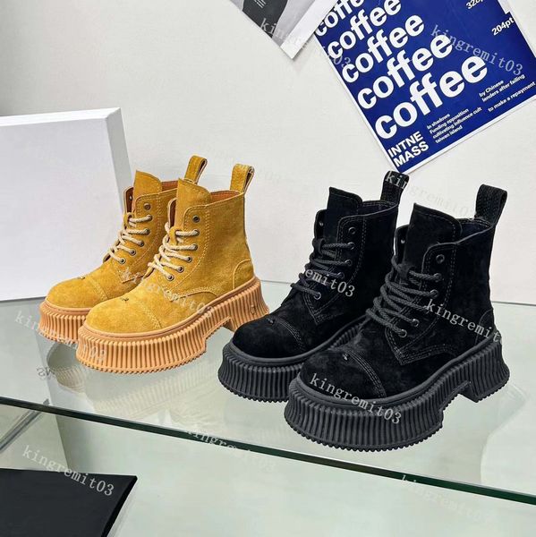 designer chelsea boots women lace-up ankle yellow boots vintage suede thick bottom boot desert platform combat booties, Black
designer chelsea boots women lace-up ankle yellow boots vintage suede thick bottom boot desert platform combat booties, Black
