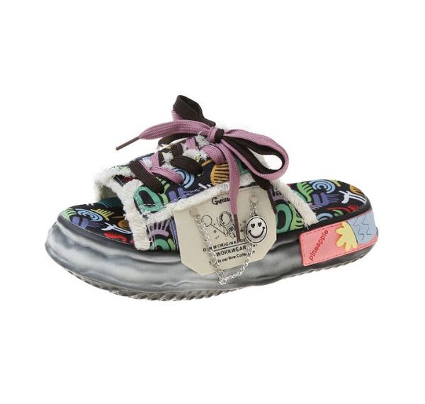 fashion design summer women graffiti slippers platform shoes mules flip flops street sandals clogs flat casual shoes for female, Black
fashion design summer women graffiti slippers platform shoes mules flip flops street sandals clogs flat casual shoes for female, Black