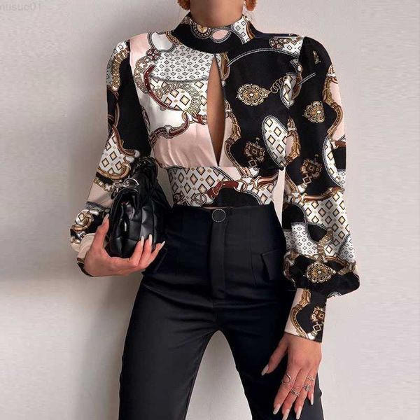 women's blouses shirts chic vintage pattern printing women blouses spring high neck hollow out shirts summer office ladies backless ban, White
women's blouses shirts chic vintage pattern printing women blouses spring high neck hollow out shirts summer office ladies backless ban, White
