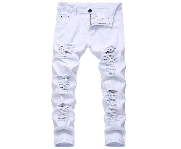 men039s jeans denim trousers fashion designer brand white straight hole ripped pants made old9466925, Blue
men039s jeans denim trousers fashion designer brand white straight hole ripped pants made old9466925, Blue